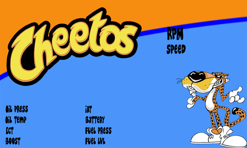 7" Cheetos Inspired Theme Powertune Digital Dash Layout