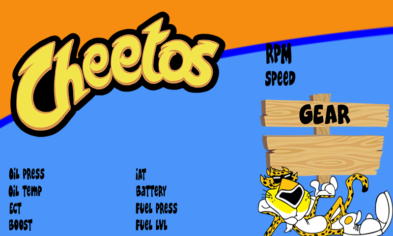 7" Cheetos Inspired Theme Powertune Digital Dash Layout